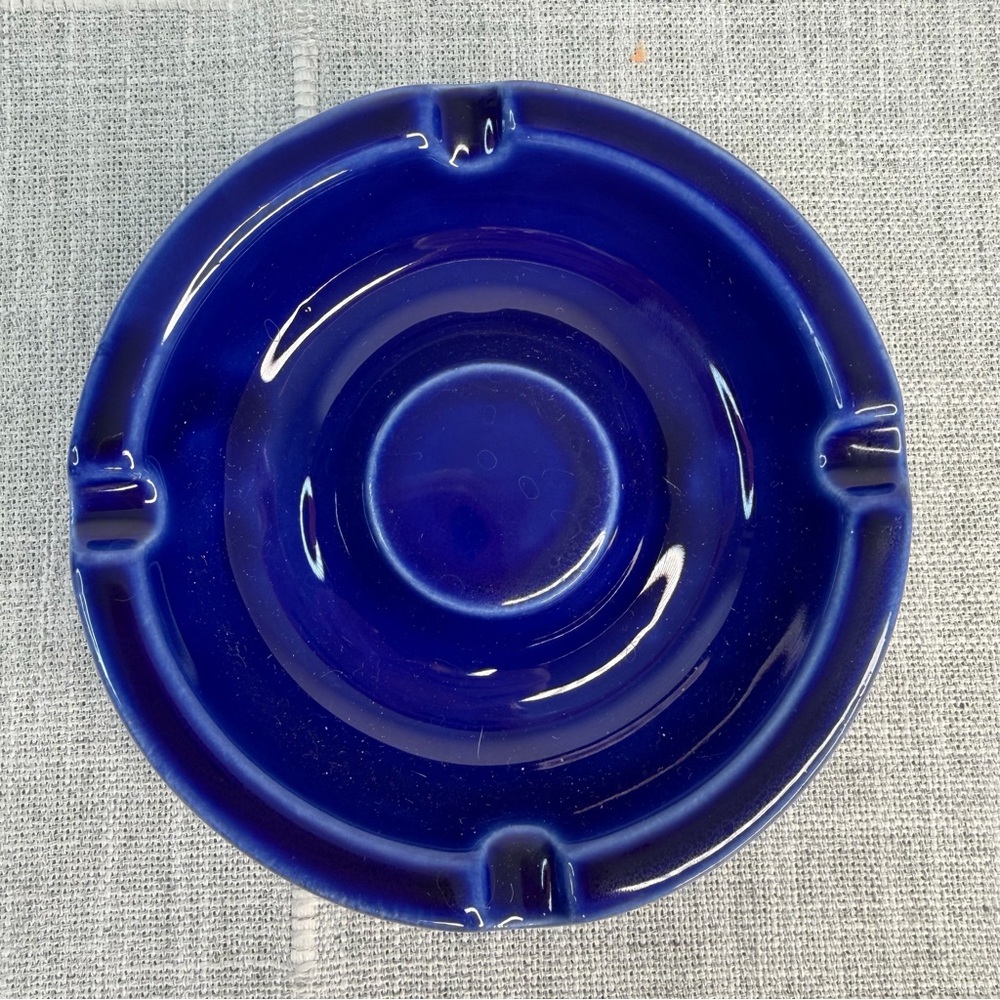 Ceramic Blue Ashtray Cobalt Blue 5"‎